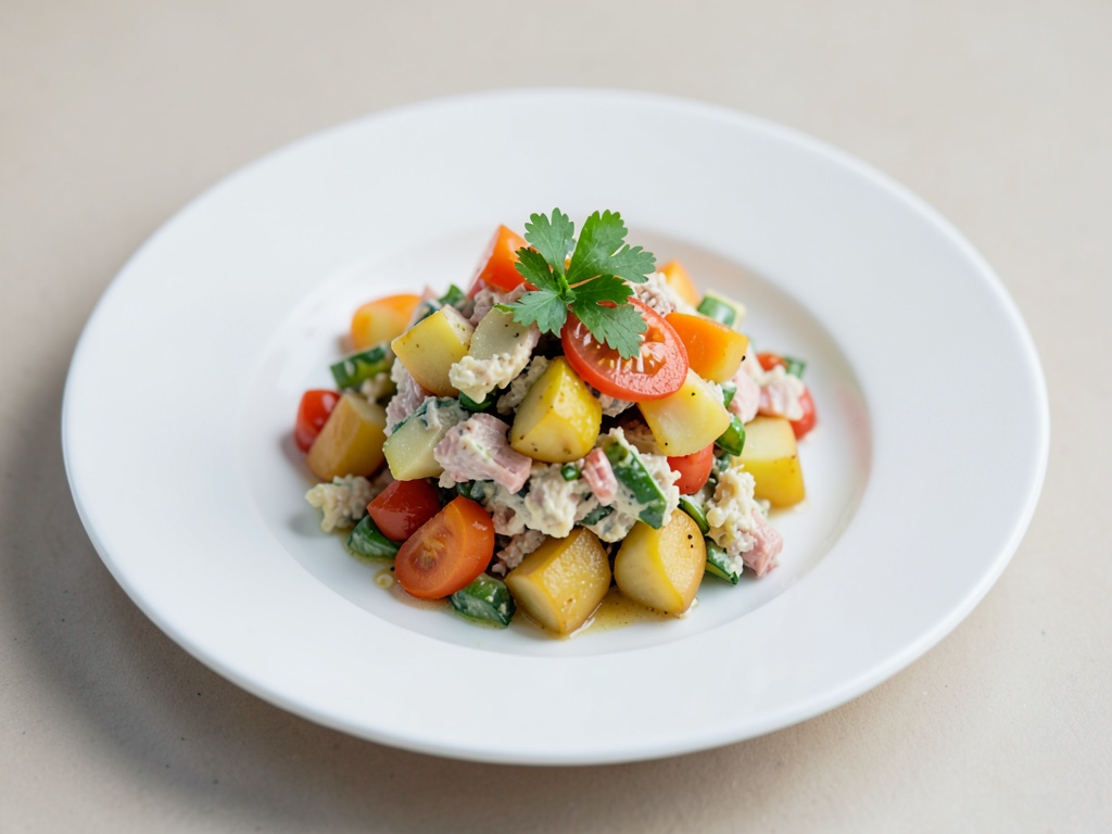 Insalata di patate e aringhe colorata