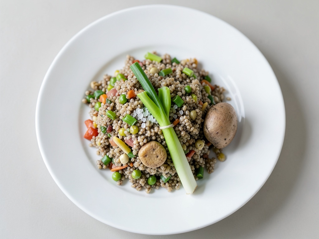 Salade de quinoa colorée aux oignons de printemps