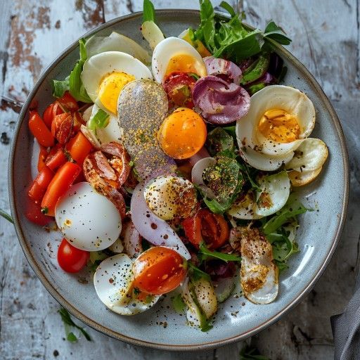 Insalata colorata con uovo