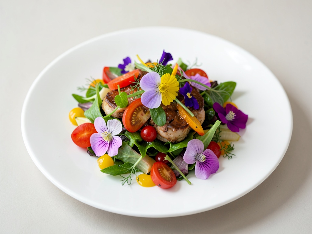 Insalata colorata con fiori commestibili