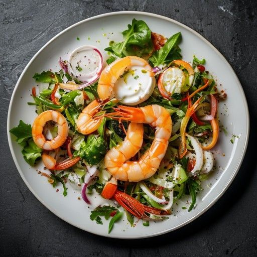 Insalata colorata con code di gamberi