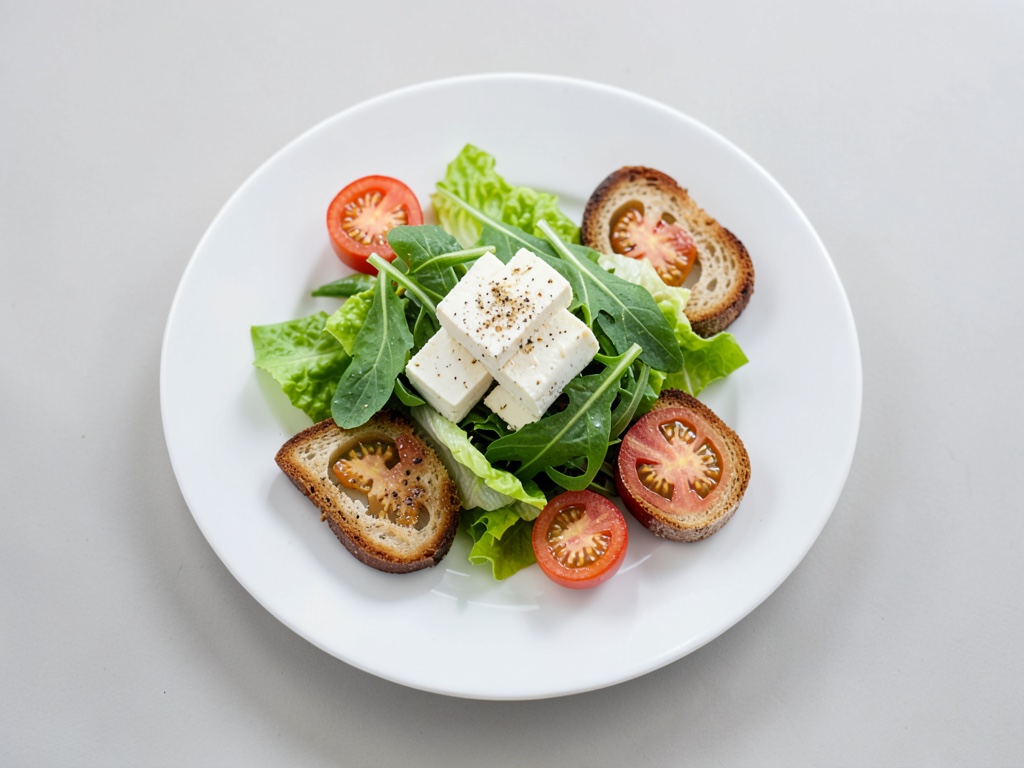 Insalata colorata con crostini al formaggio