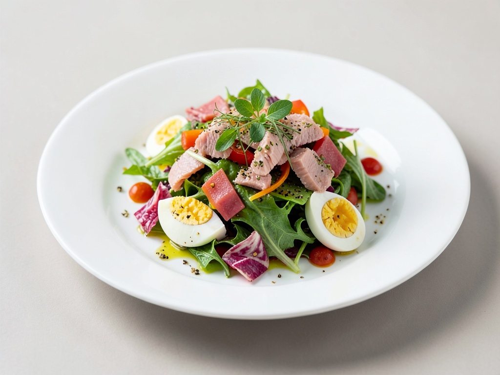Insalata colorata con tonno e uova