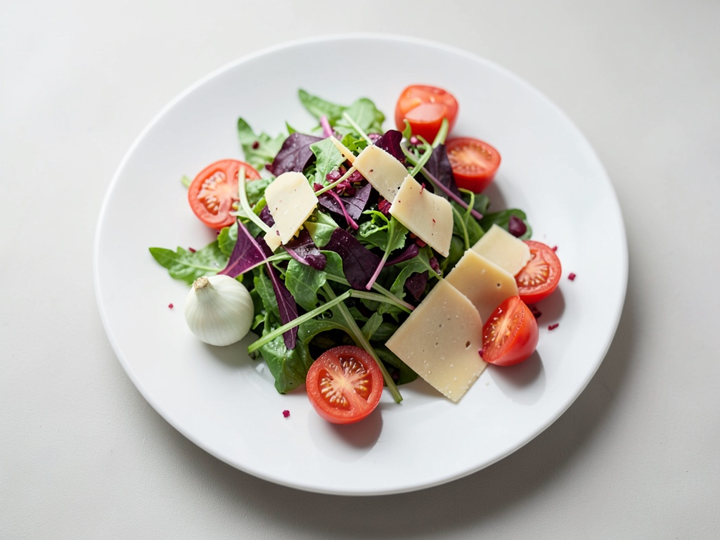 Salade d'été colorée aux feuilles de géranium parfumé