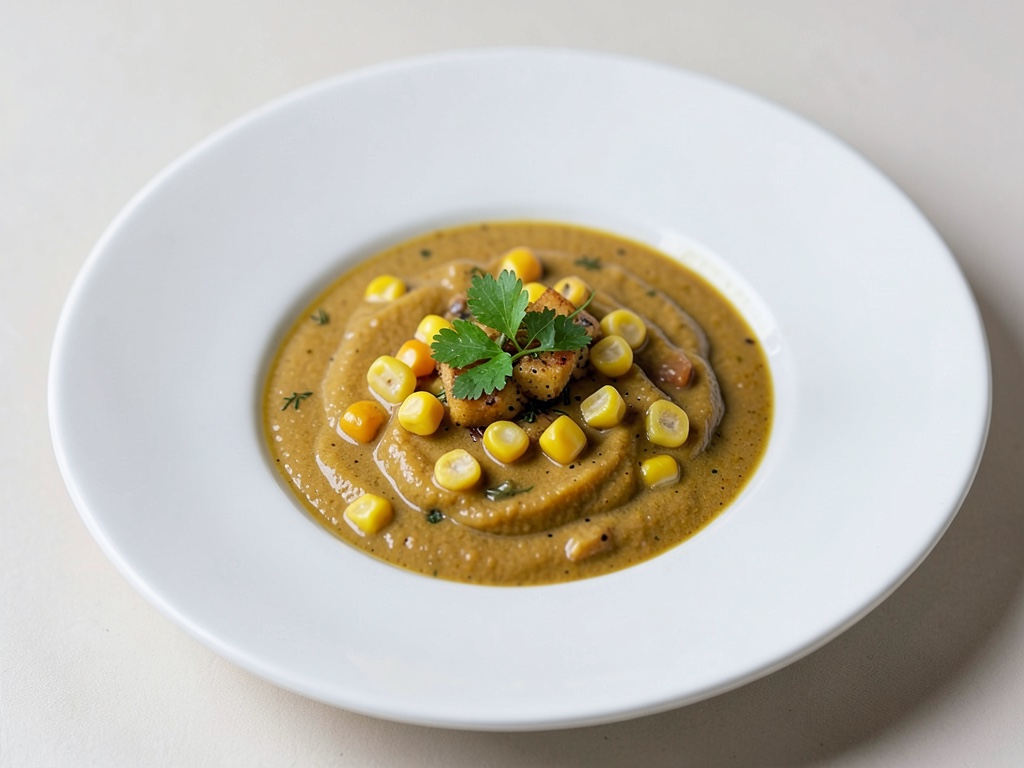 Zuppa cremosa di zucca butternut con mais