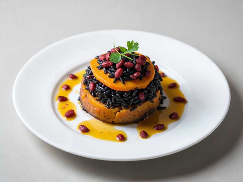 Zucca Butternut ripiena con riso nero e bacche di goji