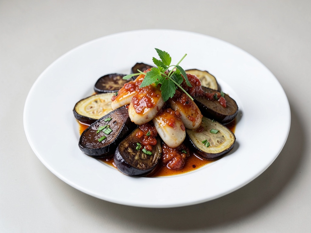 Padella tailandese di calamari con melanzane