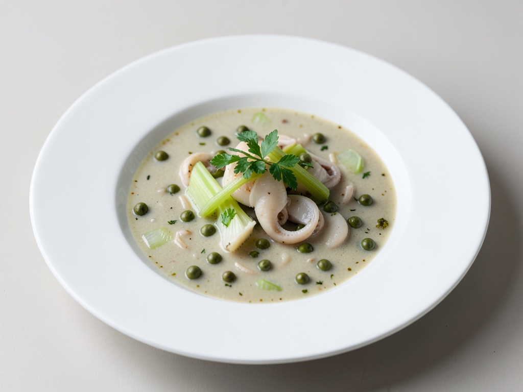 Soupe rapide de calamars aux câpres et céleri