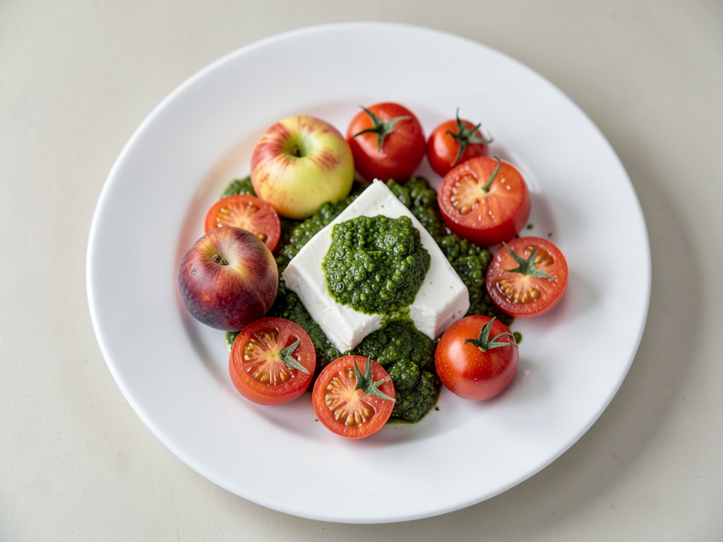 Ensalada Caprese con pesto de nueces