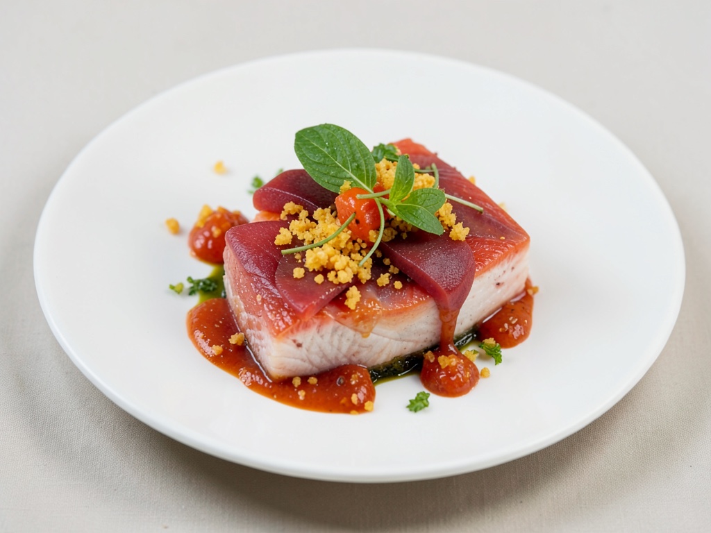 Delicato Carpaccio di Pesce Spada con Crunch al Pompelmo