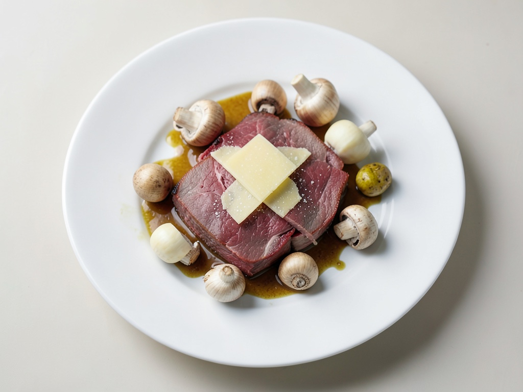 Carpaccio di manzo sottilissimo con funghi e parmigiano