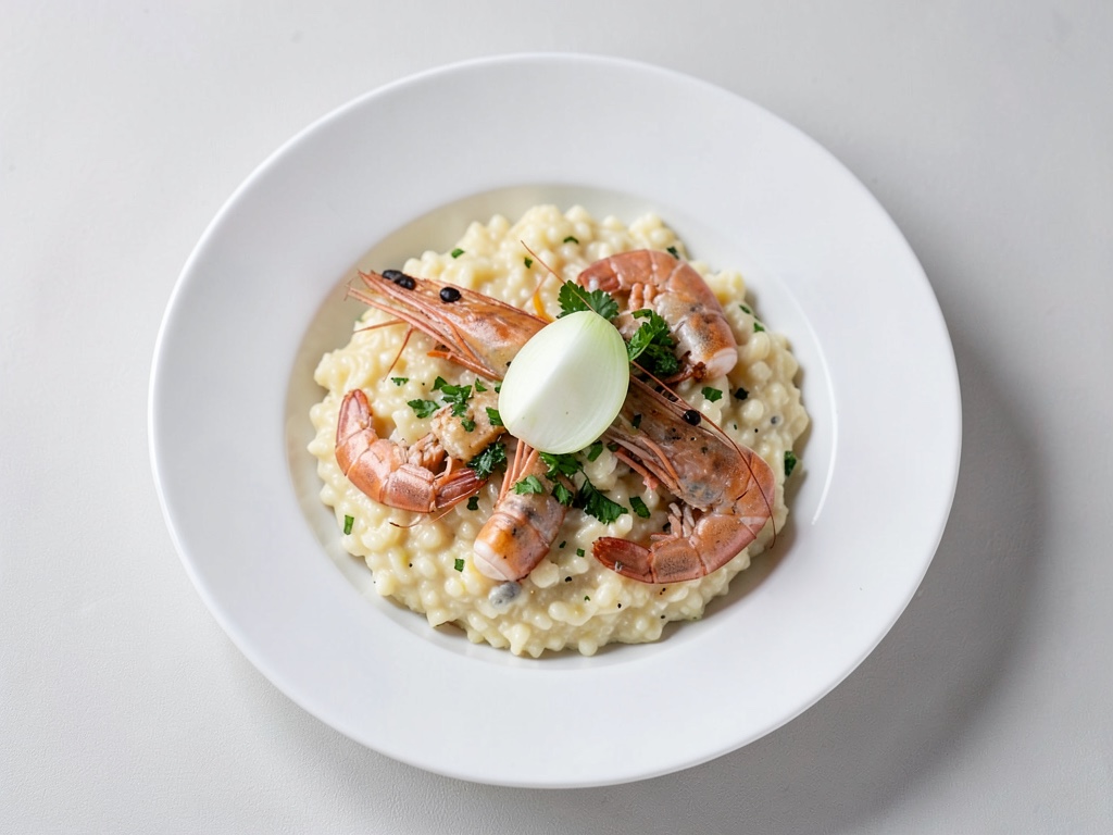 Risotto crémeux aux crevettes et champagne