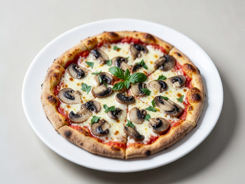 Pizza con funghi dalla teglia da forno