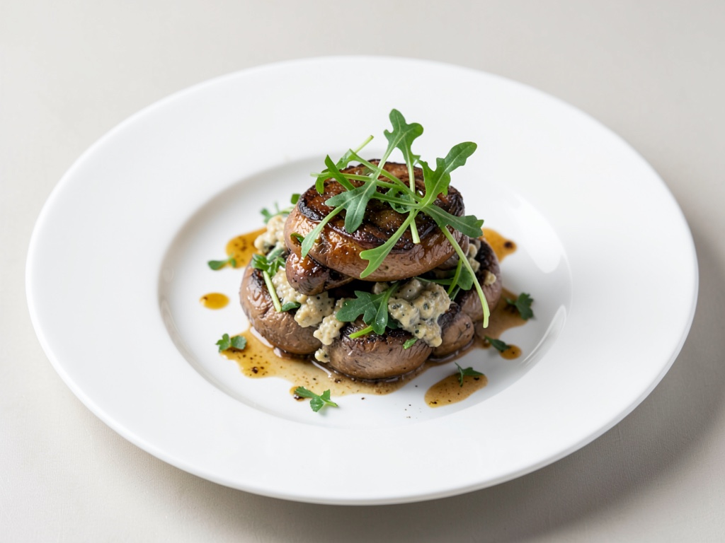 Funghi Champignon ripieni con rucola e gorgonzola