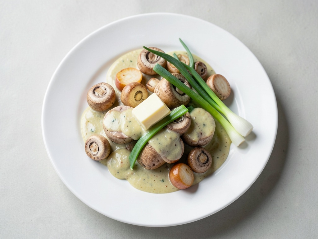 Champignons mit Gemüse in Sahnesauce
