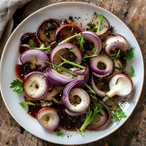 Funghi con cipolle rosse in salsa al balsamico
