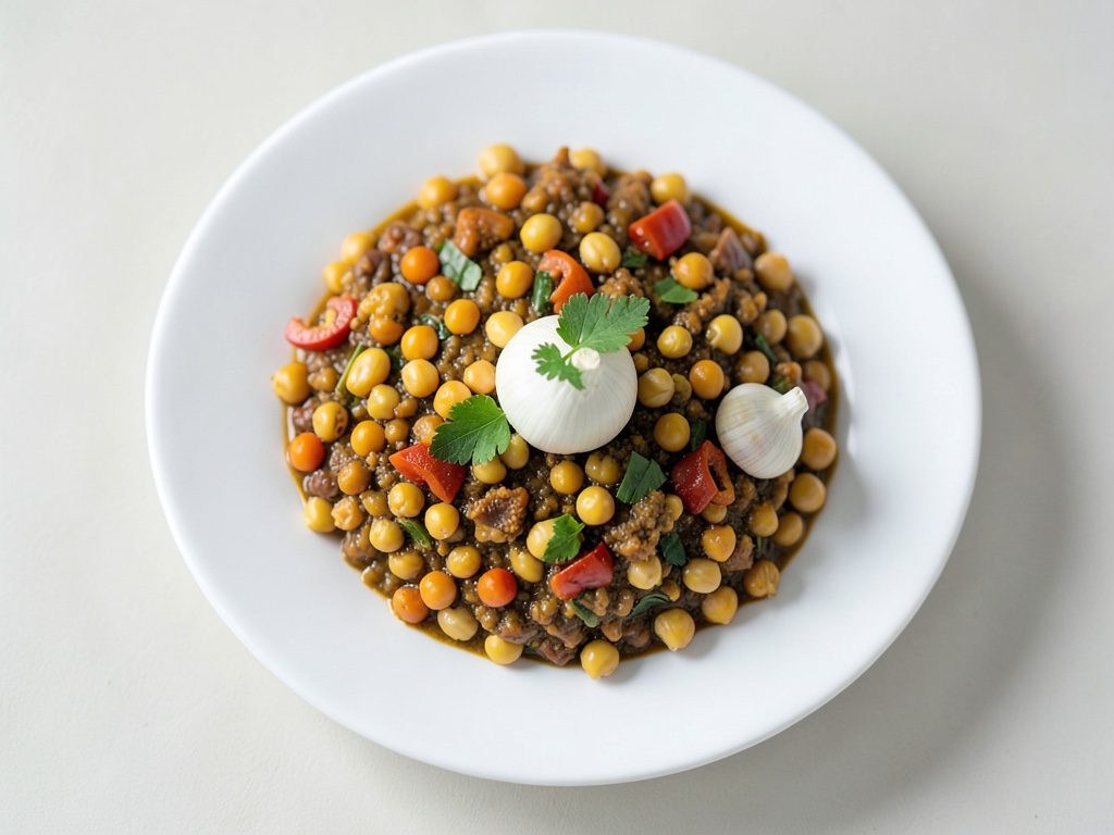 Curry cremoso de garbanzos con arroz de coliflor