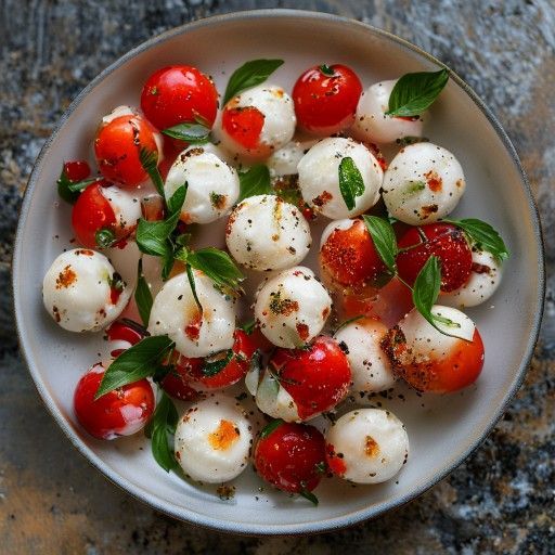 Tomates cerises et mini-mozzarella en marinade