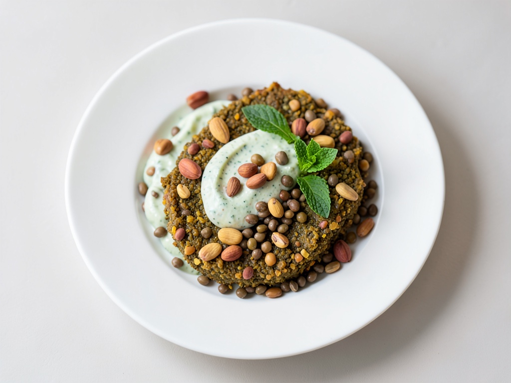 Falafel de chía con pistachos y yogur de menta