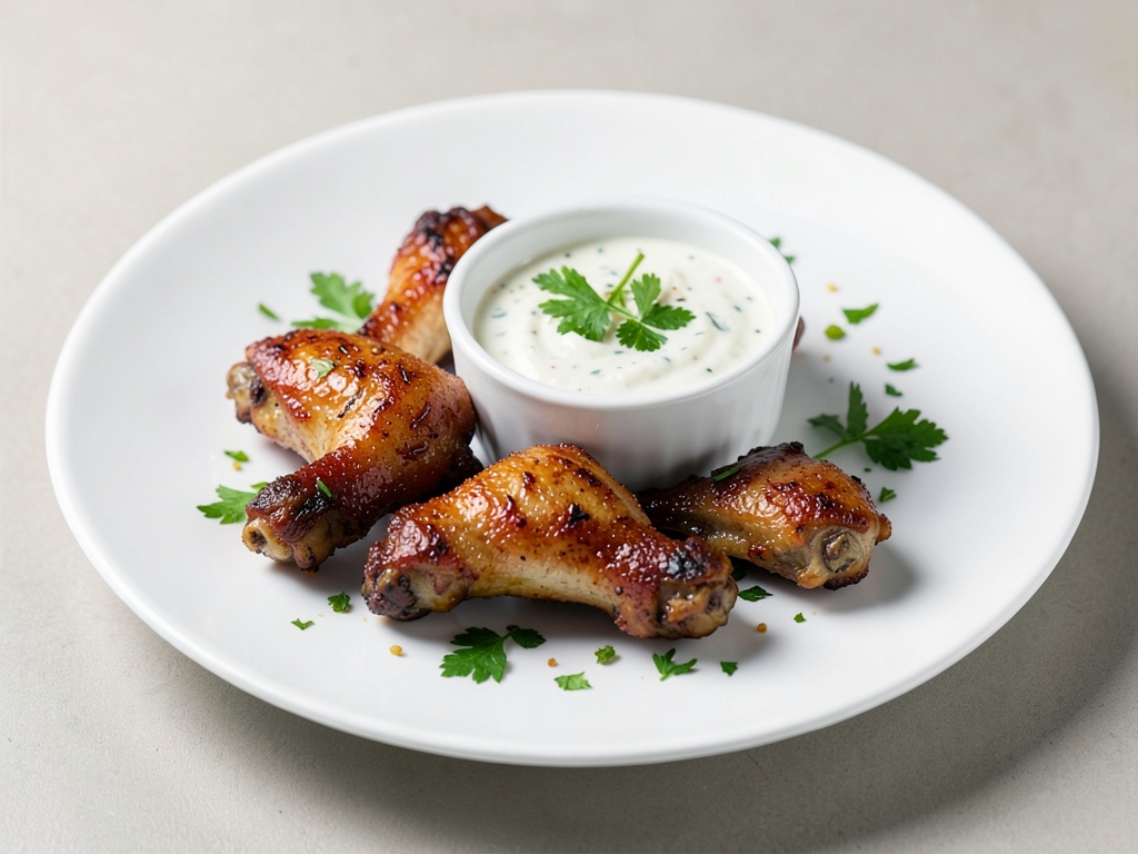 Alitas de pollo especiadas con salsa de yogur