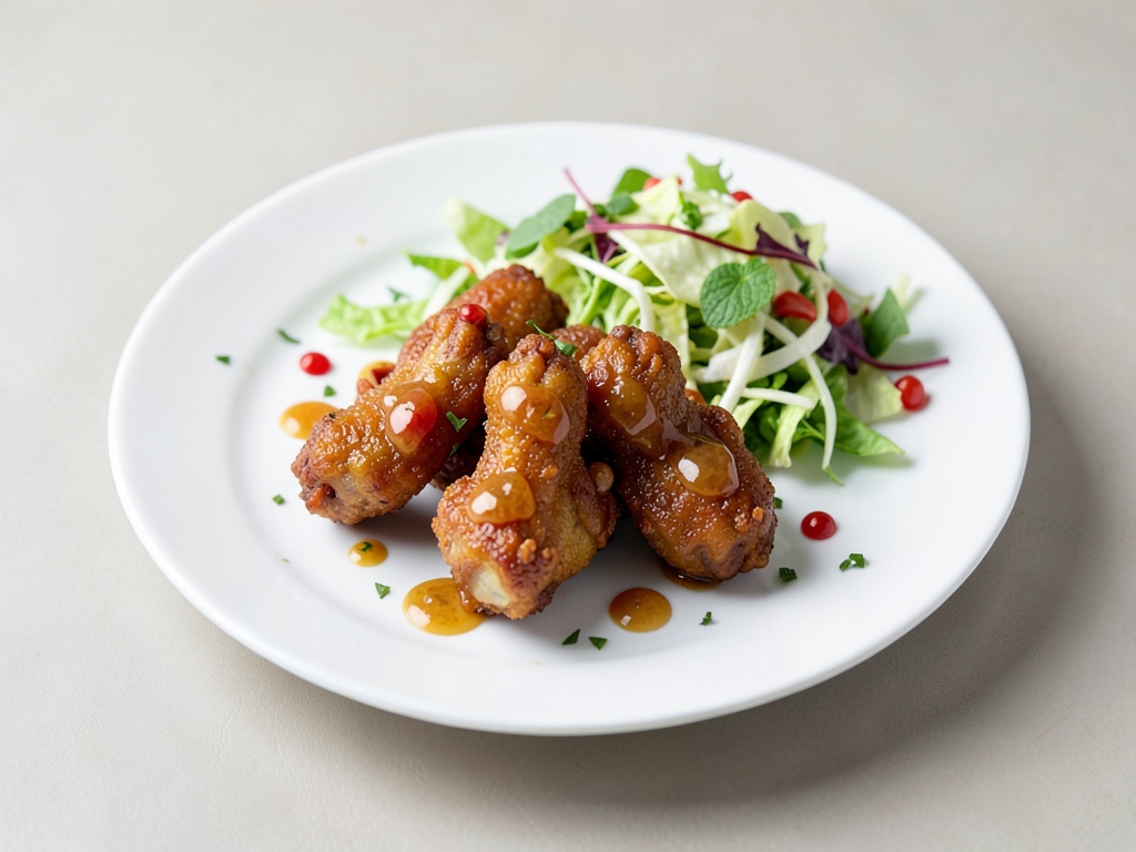 Ali di pollo croccanti agrodolci con insalata di cavolo fresco