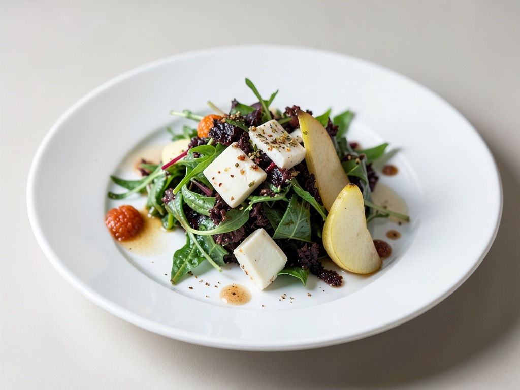Ensalada crujiente de endivia con queso de oveja y pera