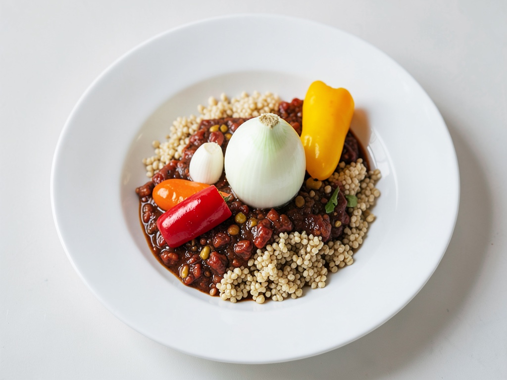 Chili saporito con quinoa e salsa allo yogurt alla menta