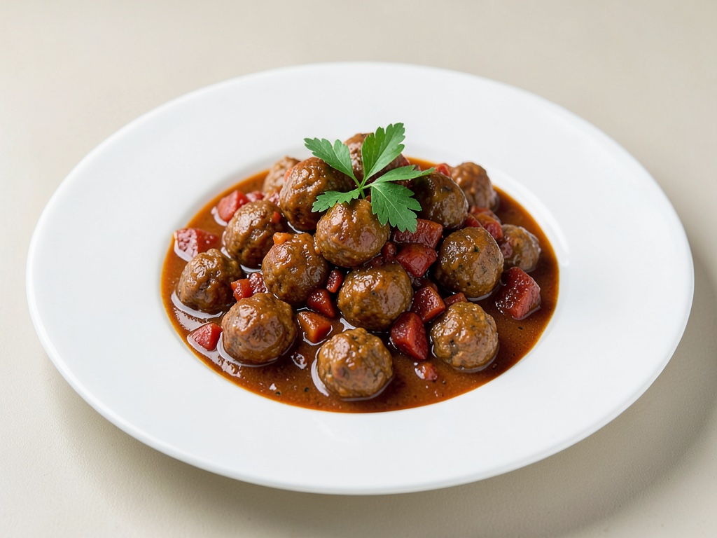 Confortable guiso de albóndigas con chili