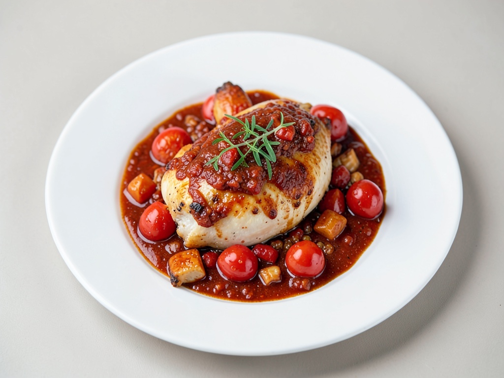 Pollo al forno con peperoncino e pomodori