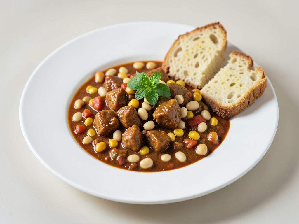 Chili au poulet avec haricots blancs et pain au maïs