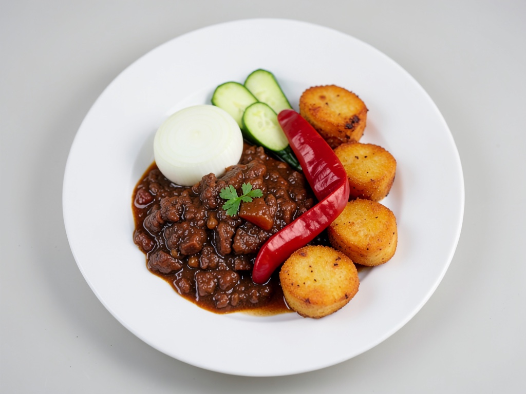 Frites de patate douce croustillantes avec chili végétarien