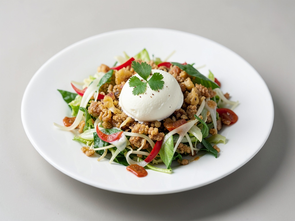 Insalata di cavolo cinese croccante con camembert fuso