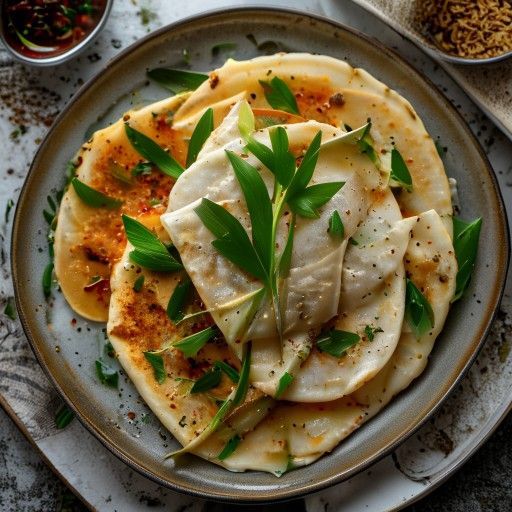 Crespelle cinesi con porro e filetto di sogliola