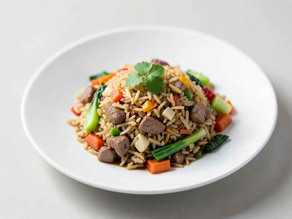 Riso cinese con carne e verdure