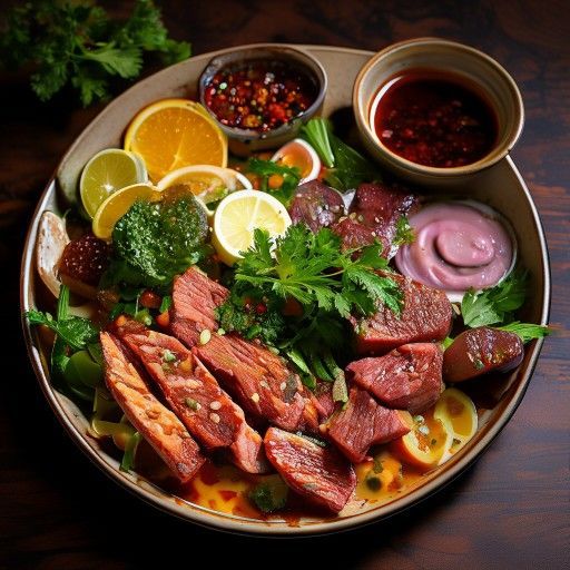 Hotpot cinese con filetto di manzo, verdure e due salse
