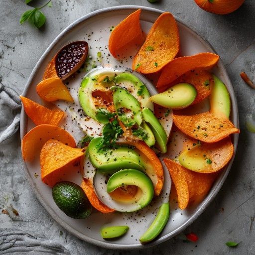 Chips de calabaza crujientes con dip de aguacate fresco