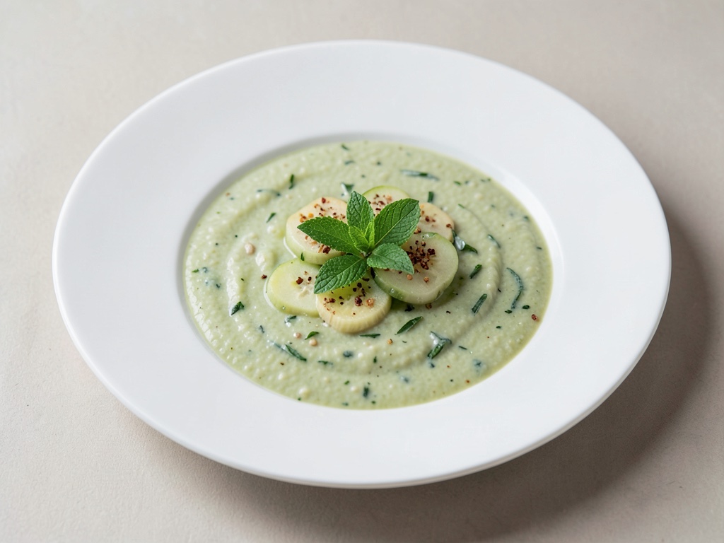 Sopa fría de pepino y menta (Chłodnik ogórkowo-miętowy) de Polonia