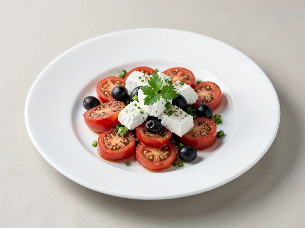 Frische Feta-Tomaten mit Oliven
