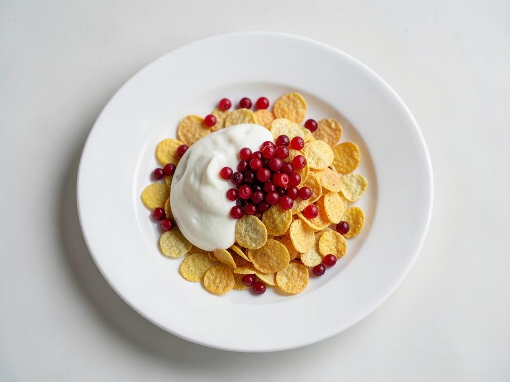 Cornflakes croccanti con latte e uvetta