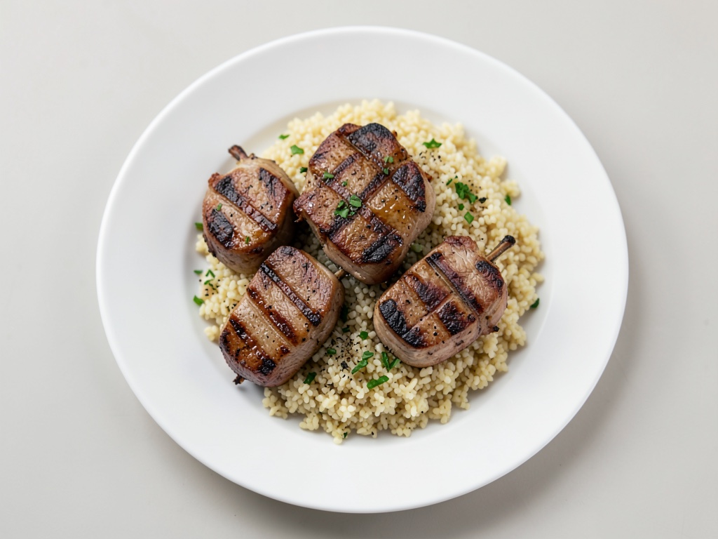 Côtelettes d'agneau grillées avec couscous moelleux