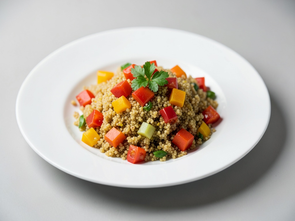 Couscous croccante con cubetti di peperoni colorati