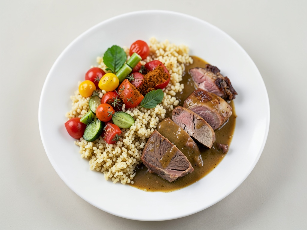 Couscous di agnello con verdure miste al forno