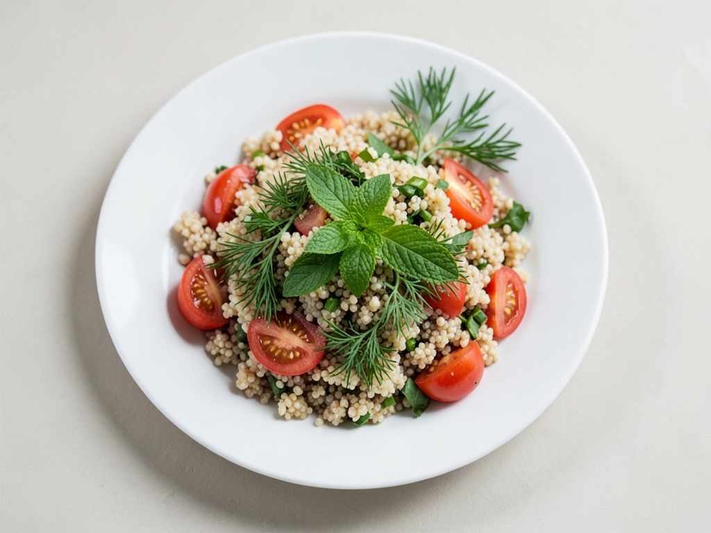 Insalata di couscous rinfrescante con menta e prezzemolo