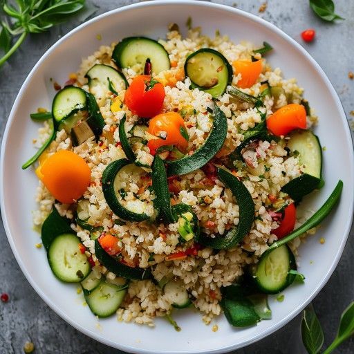 Insalata di couscous fresca con zucchine e peperoni
