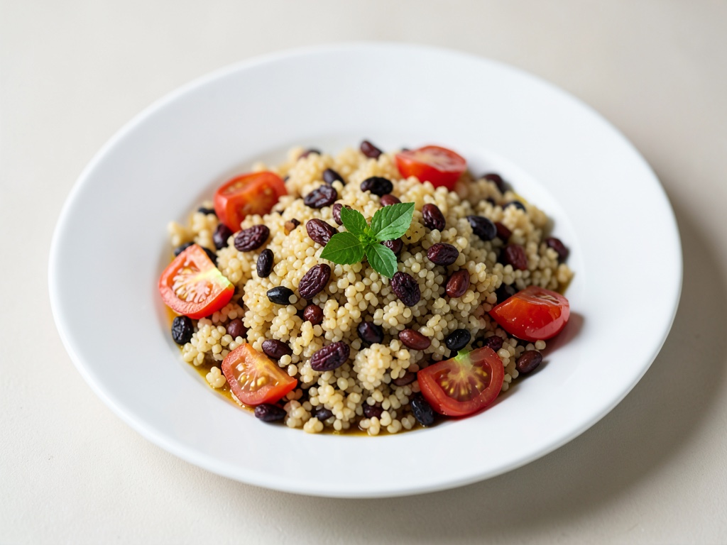 Padella di couscous con uvetta e pomodori