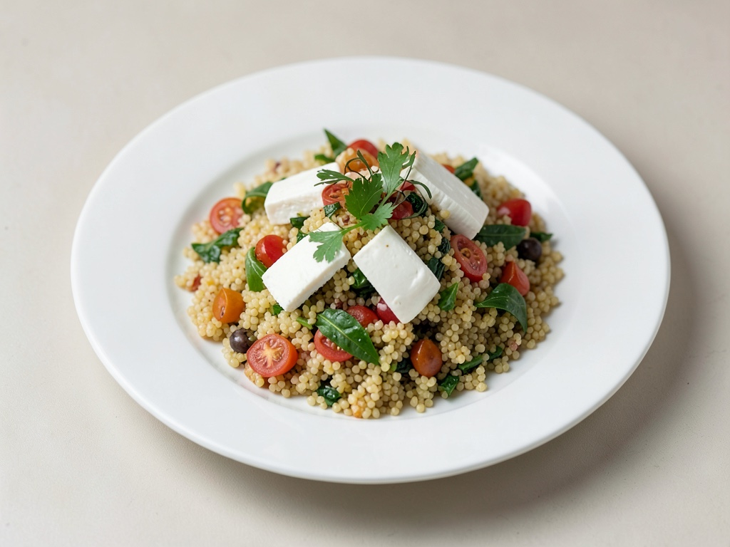 Insalata fresca di couscous con formaggio di pecora