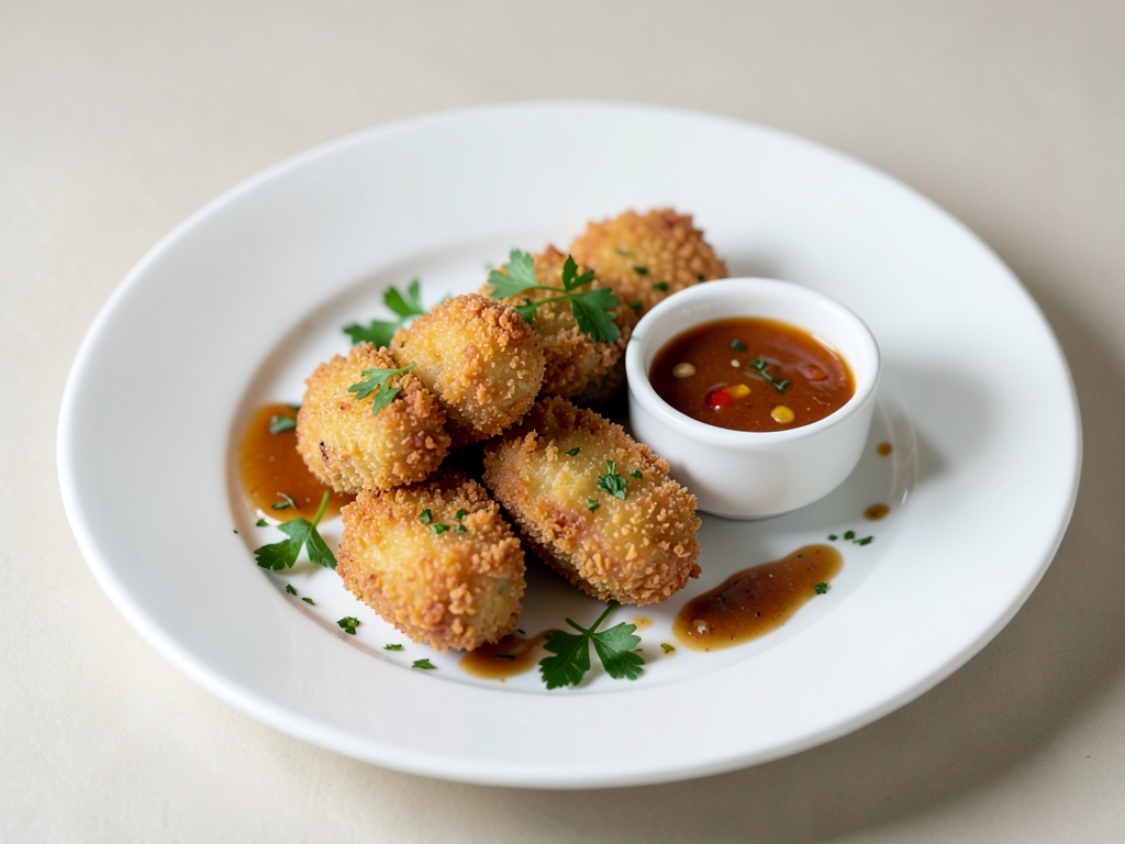 Bolitas de cangrejo crujientes con salsa agridulce
