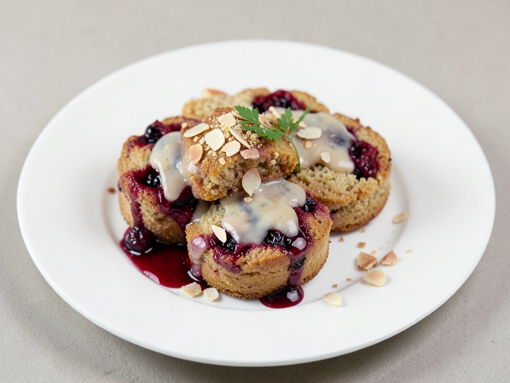 Scones succosi ai mirtilli rossi con glassa alle mandorle