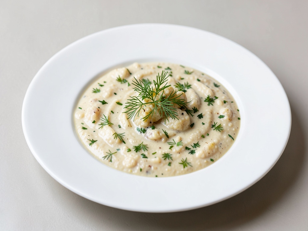 Cremige Blumenkohlsuppe mit Dill