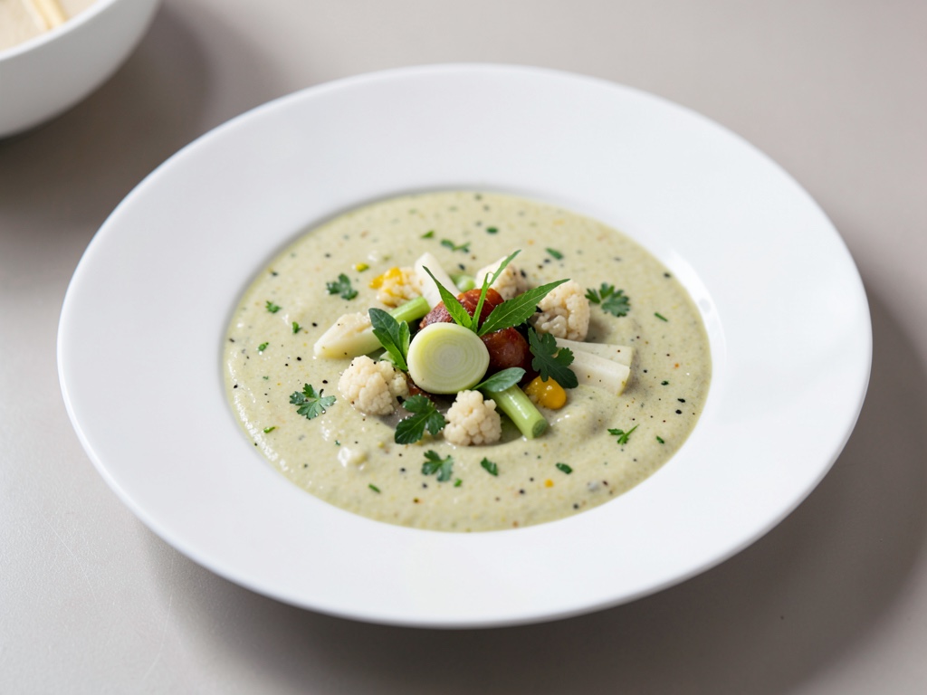 Zuppa cremosa di cavolfiore con cavolo rapa
